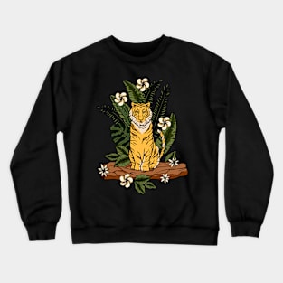 tiger and flowers art Crewneck Sweatshirt